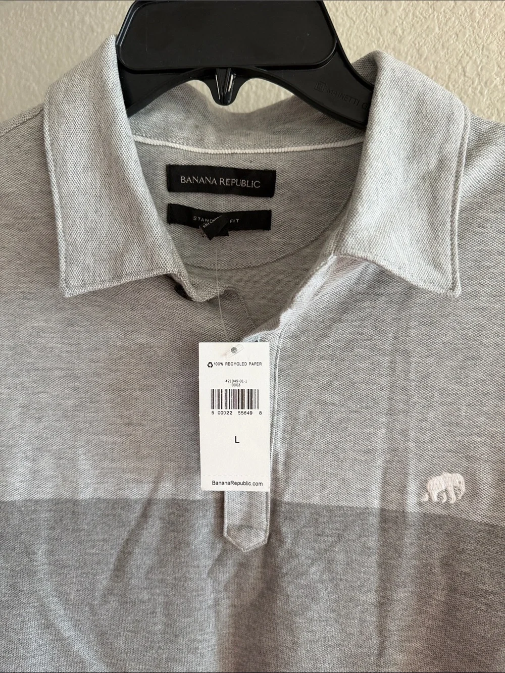 Banana Republic Light Gray Men's Polo Two Tone Regular Fit size Large